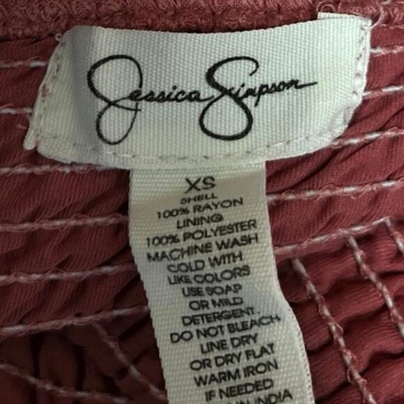 Jessica Simpson Pink Strapless Tube Ruffle Embroidered Eyelet Midi Dress Size XS - Picture 4 of 4